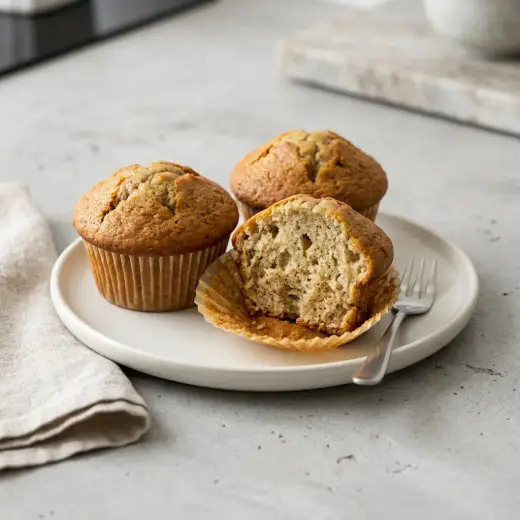 Muffins de banana na air fryer em formas de silicone, com topo dourado