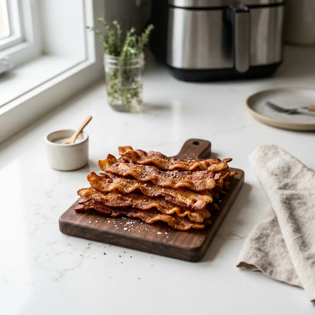 Foto de Bacon na air fryer pronto na airfryer