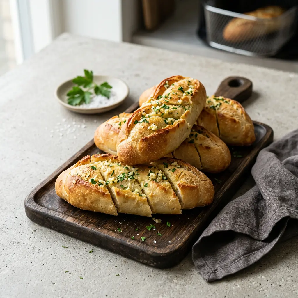 Foto de Baguetes de alho na air fryer pronto na airfryer