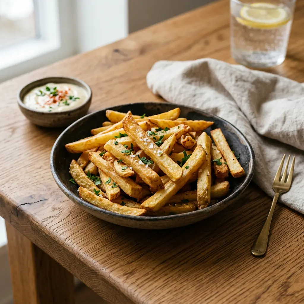 Foto de Batatas fritas na air fryer pronto na airfryer