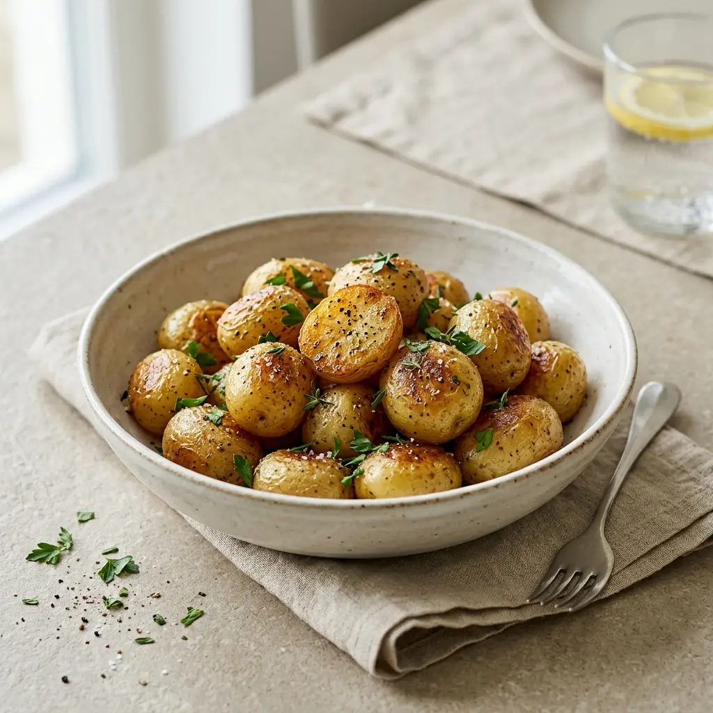 Receita de Batatas salteadas em manteiga pronta a servir como prato caseiro