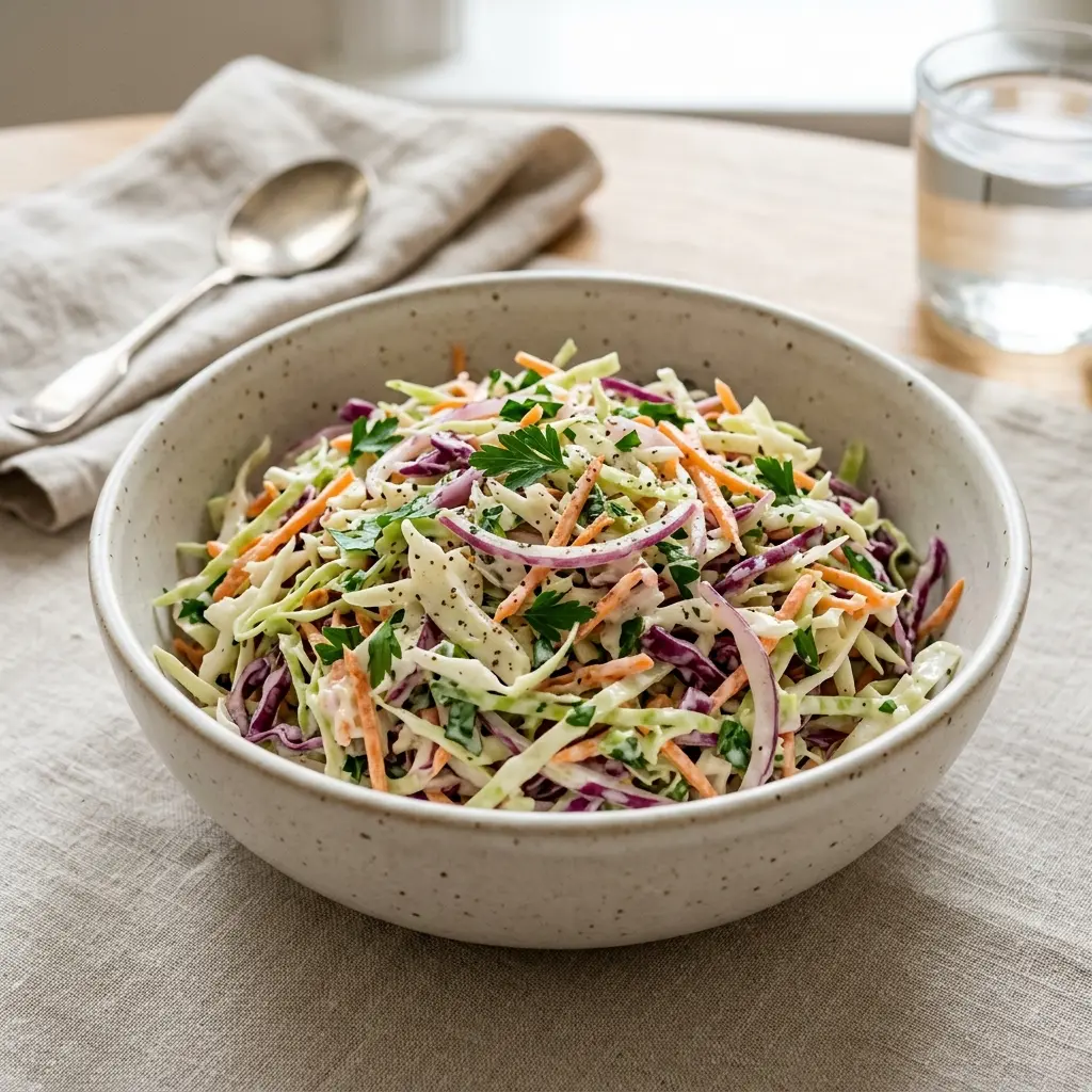 Receita de Coleslaw pronta a servir como prato caseiro