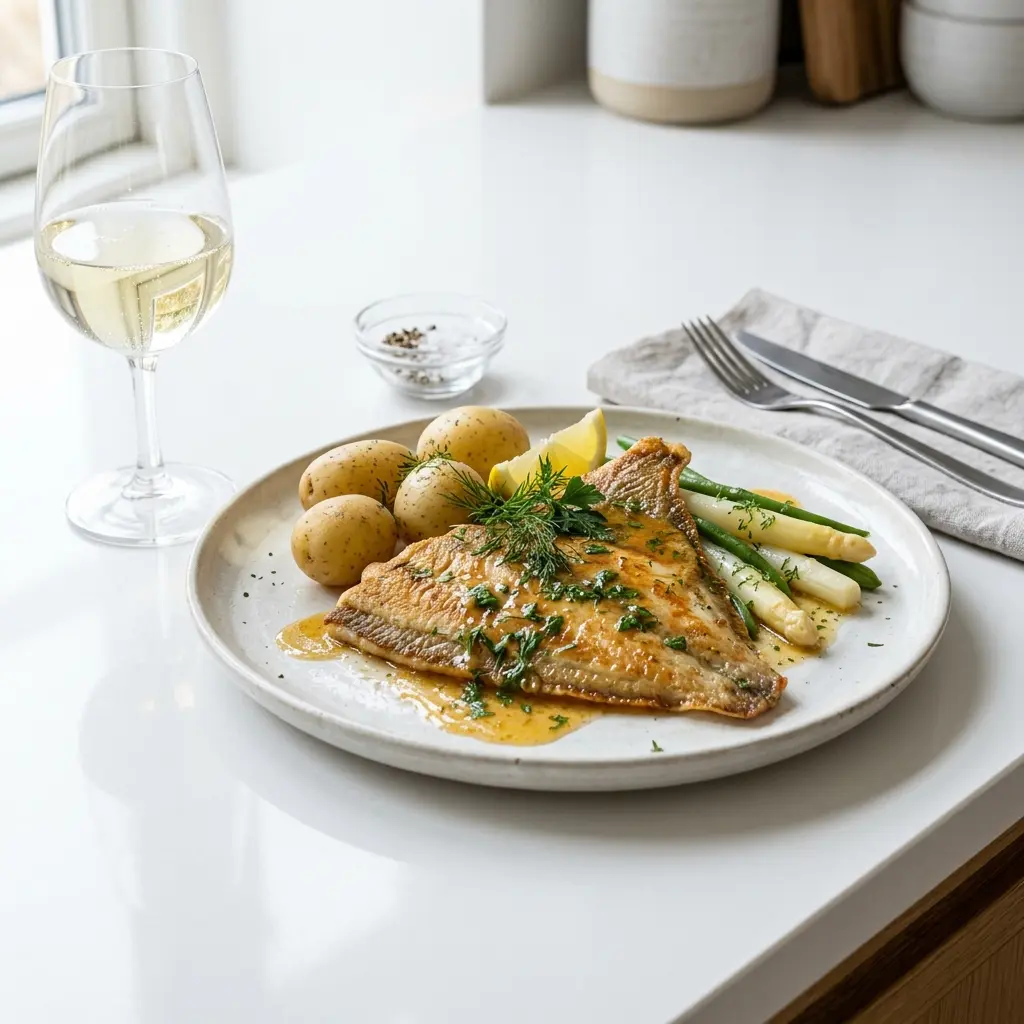 Receita de Filete de solha com molho de manteiga apresentada como molho ou acompanhamento