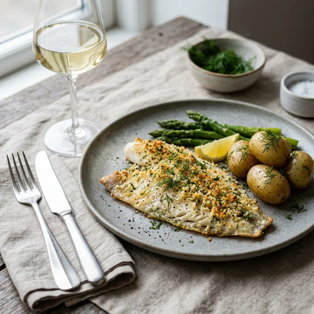 Receita de Filete de solha no forno pronta a servir como prato caseiro