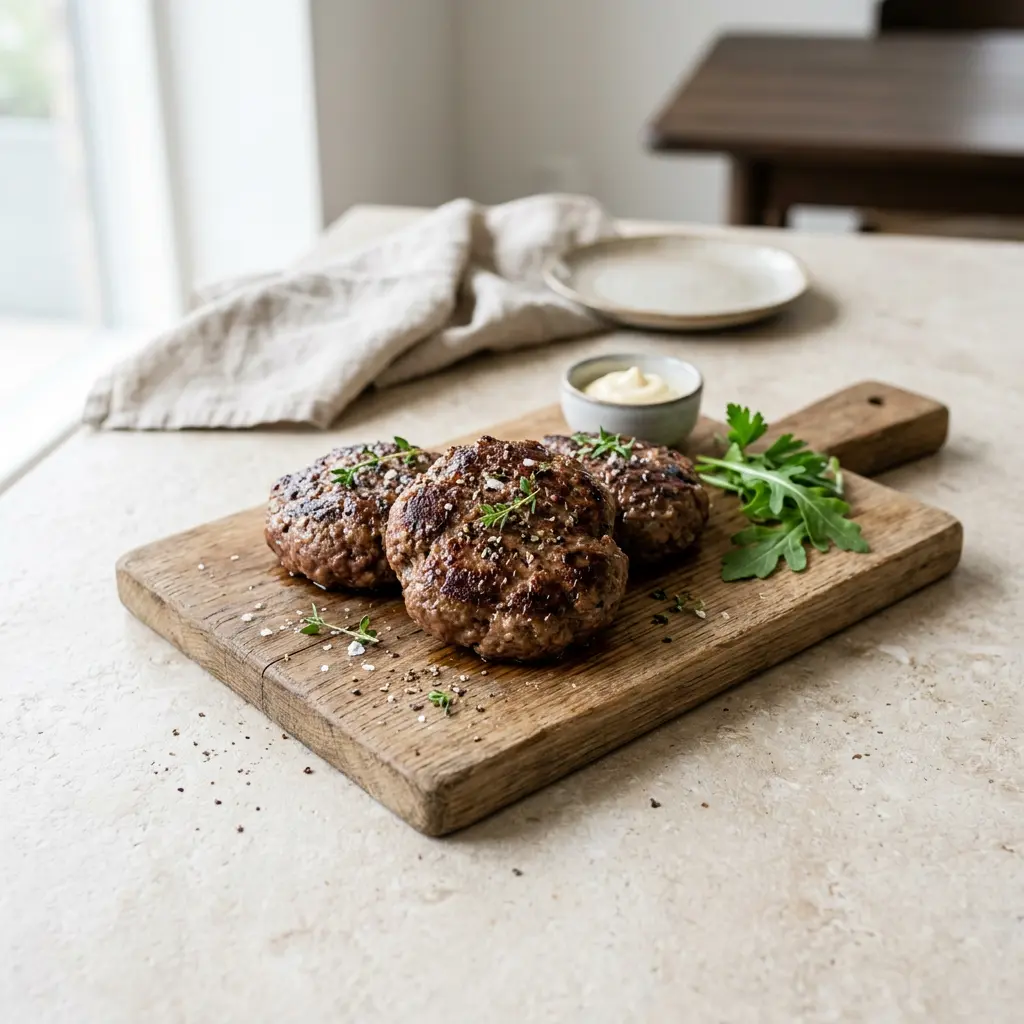 Foto de Hambúrgueres de vaca na air fryer pronto na airfryer