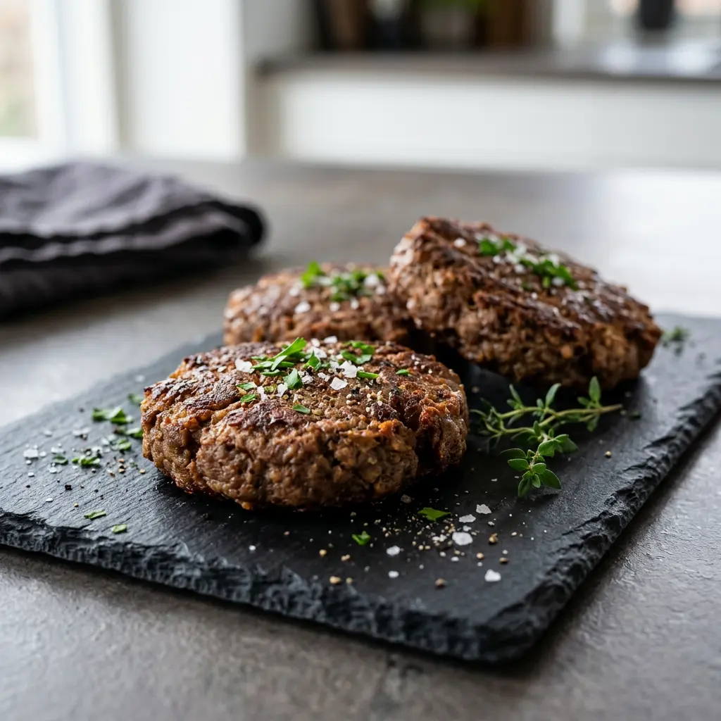 Foto de Hambúrgueres vegetarianos na air fryer pronto na airfryer