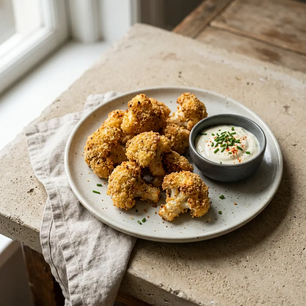 Foto de Nuggets de couve-flor na air fryer pronto na airfryer