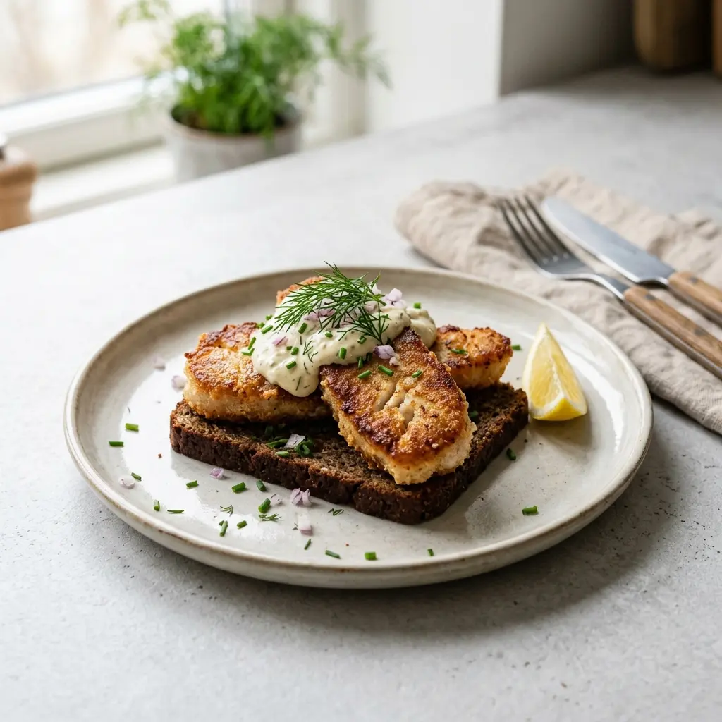 Receita de Ovas de bacalhau fritas caseiras pronta a servir como prato caseiro