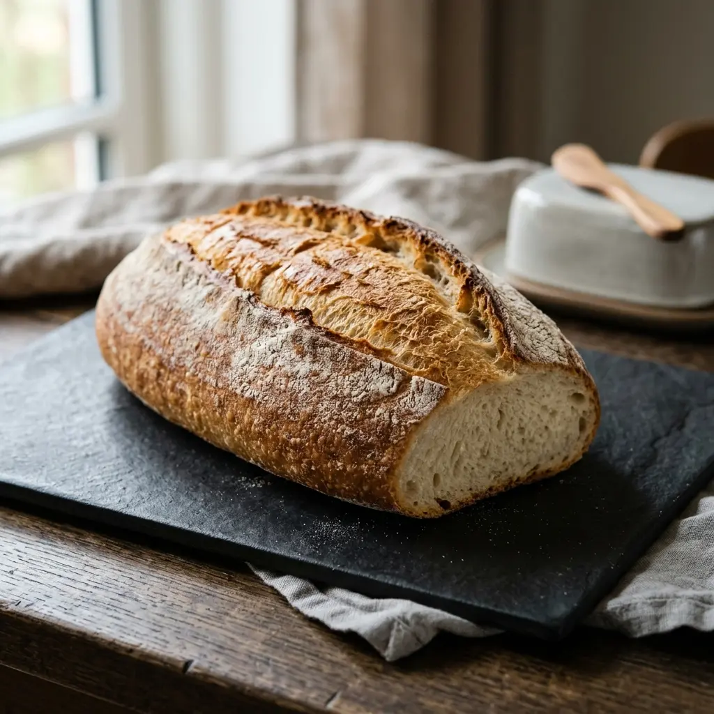 Receita de Pão branco pronta a servir como pão ou massa caseira