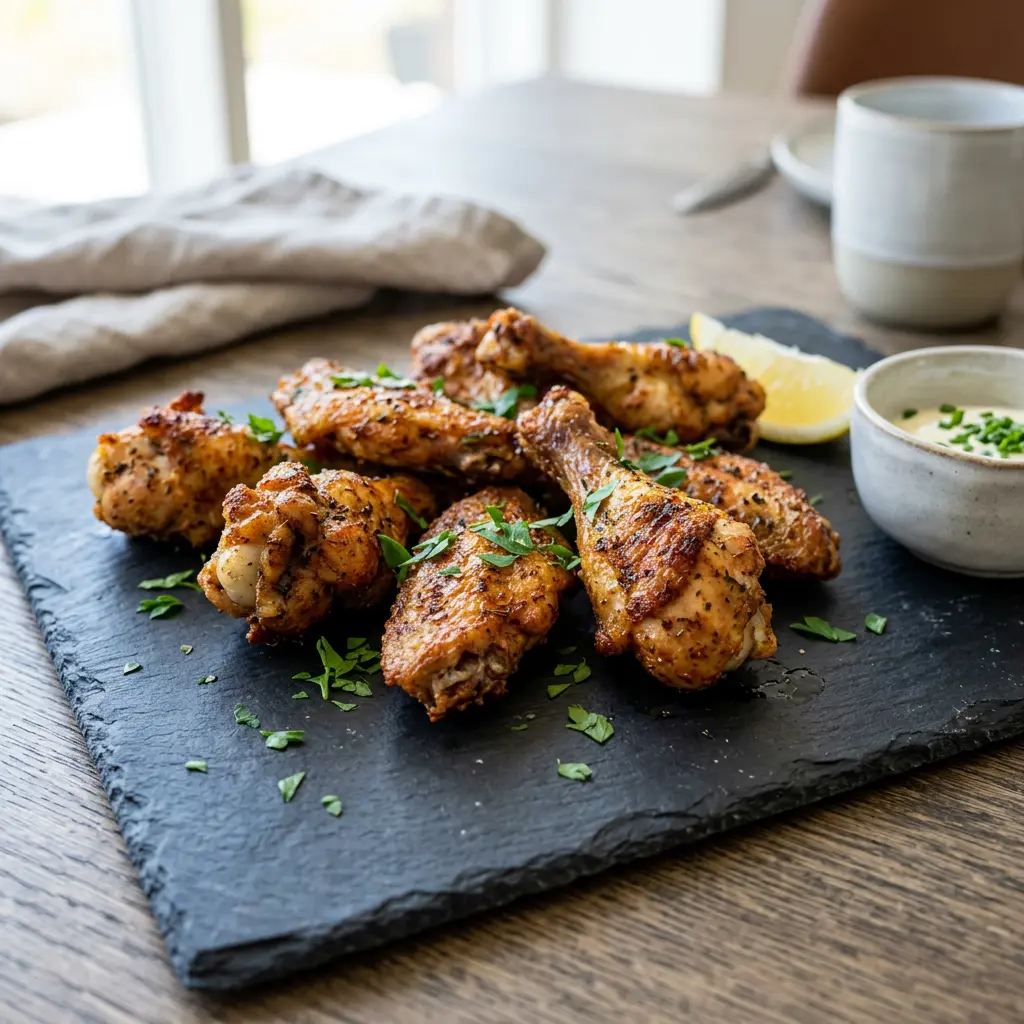 Foto de Pedaços de frango na air fryer pronto na airfryer
