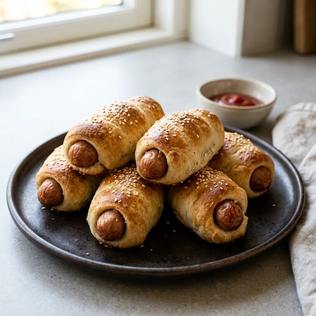 Foto de Rolinhos de salsicha na air fryer pronto na airfryer