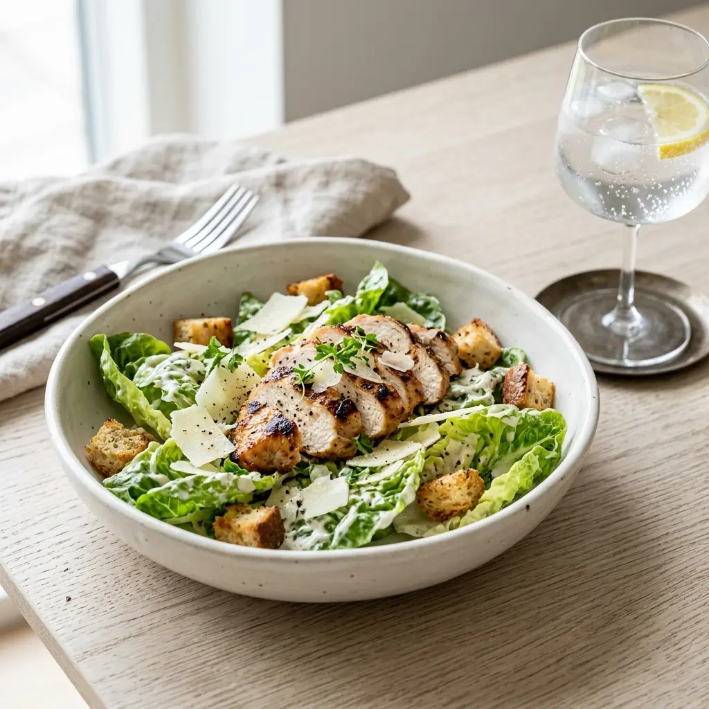 Receita de Salada César servida como salada fresca