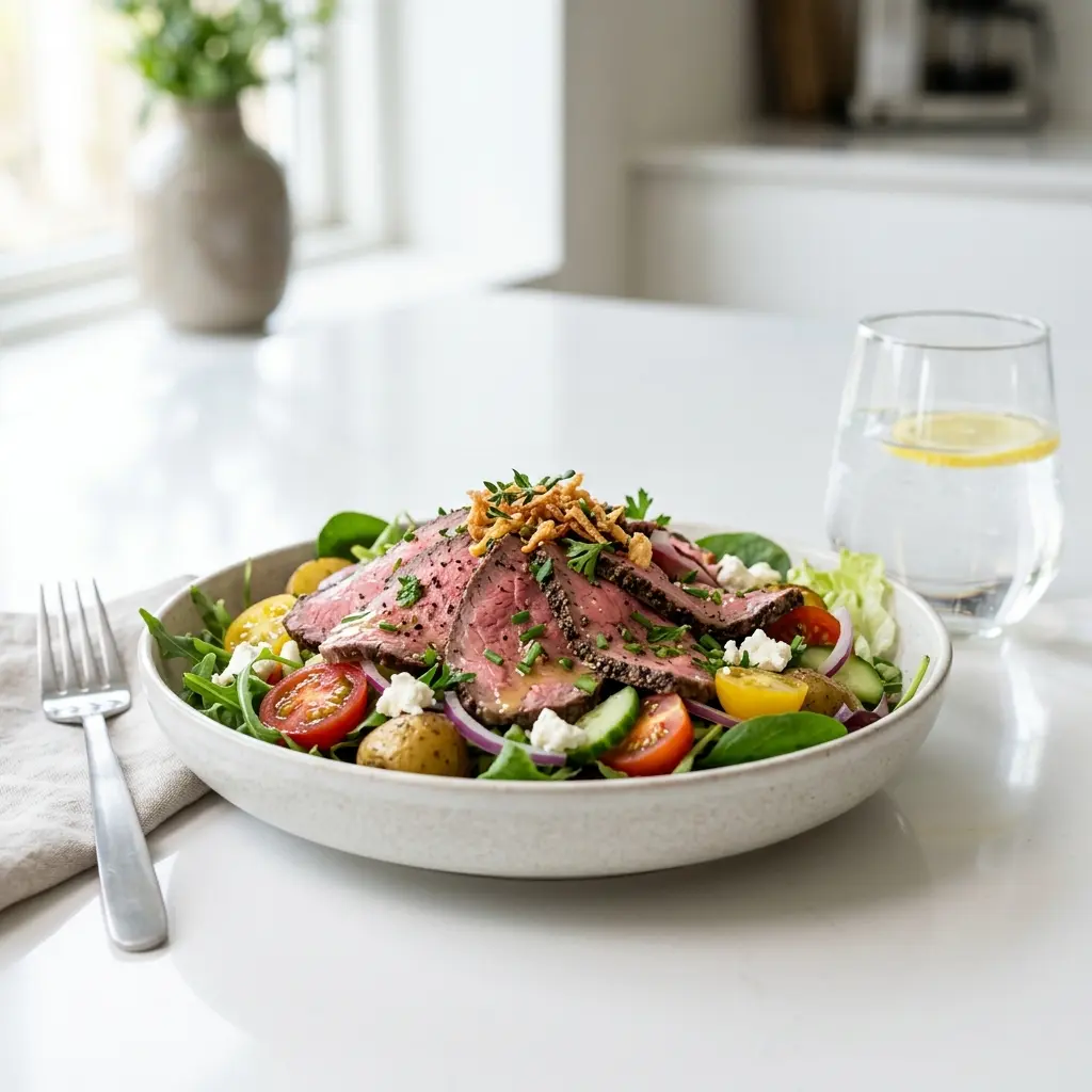 Receita de Salada com roastbeef servida como salada fresca