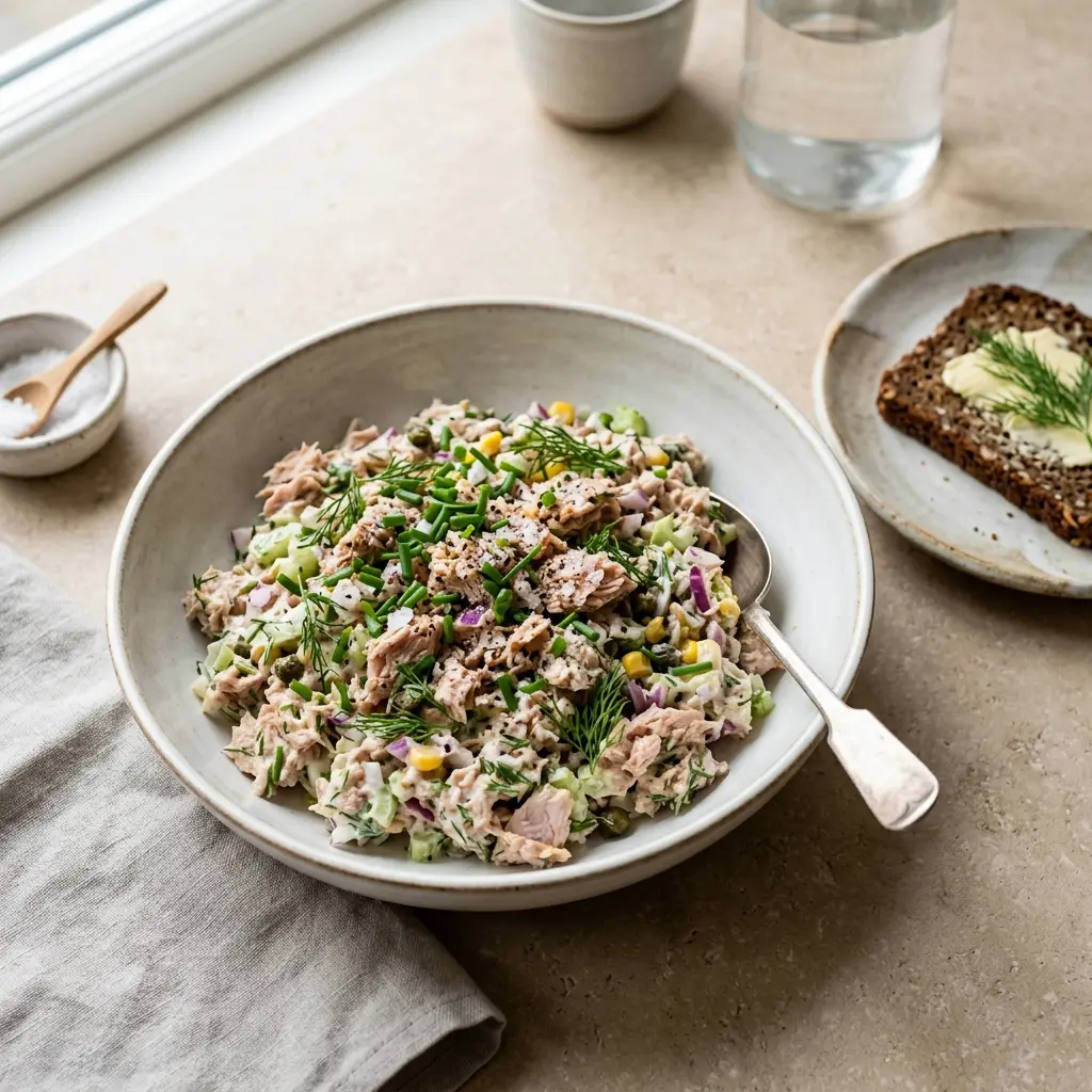 Receita de Salada de atum servida como salada fresca