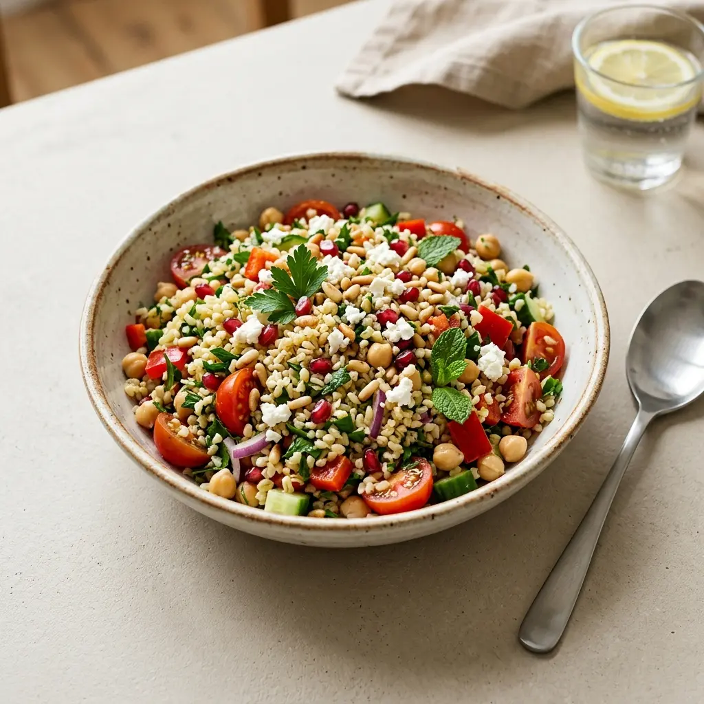 Receita de Salada de bulgur servida como salada fresca