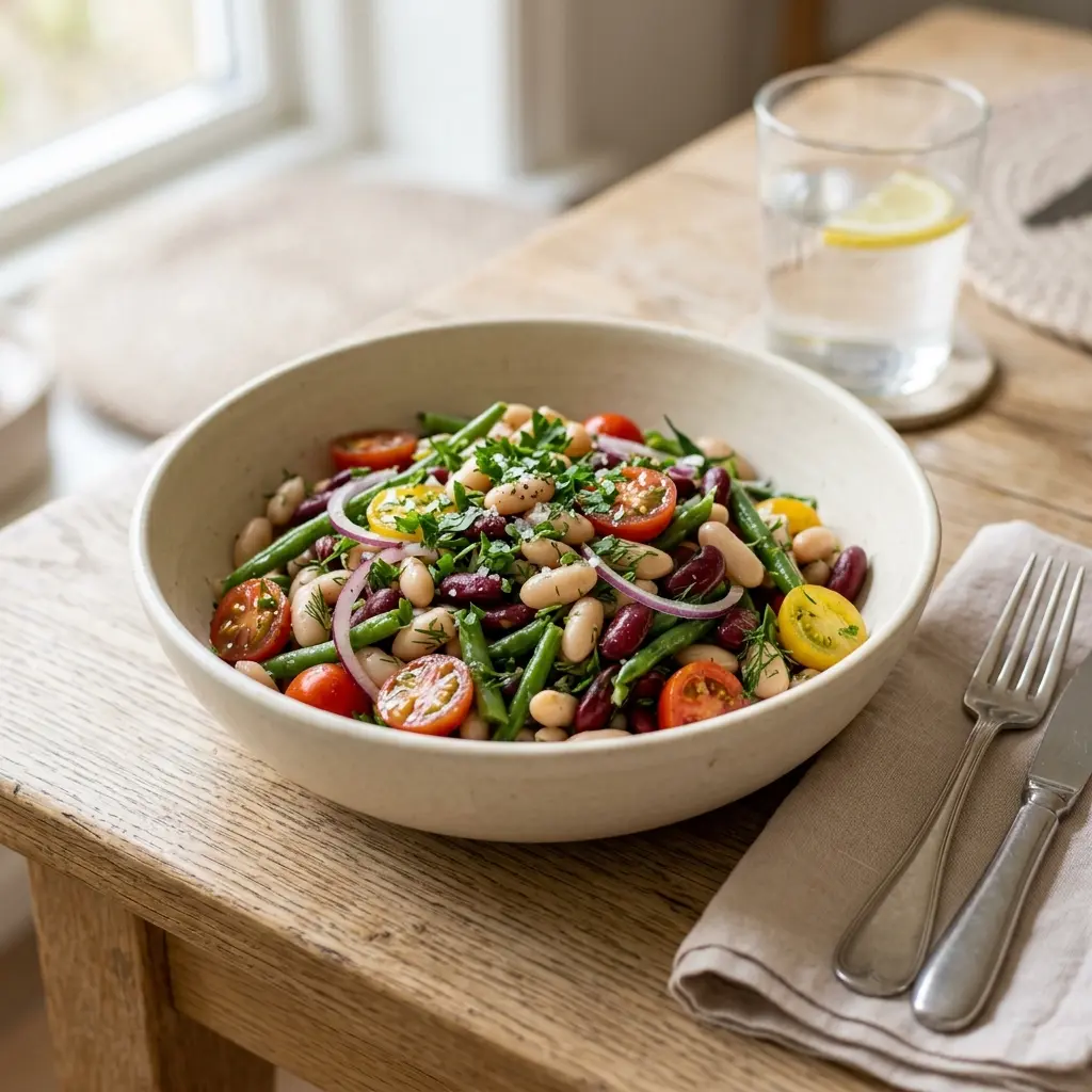Receita de Salada de feijão servida como salada fresca