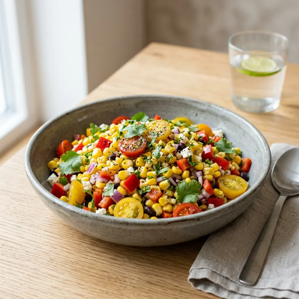 Receita de Salada de milho servida como salada fresca