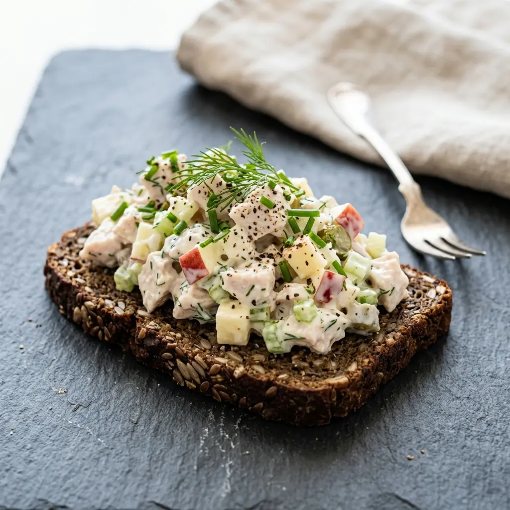 Receita de Salada de peru para pão de centeio servida como salada fresca