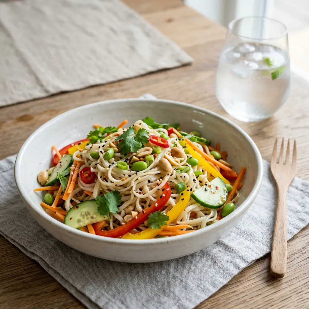 Receita de Salada fria de noodles servida como salada fresca