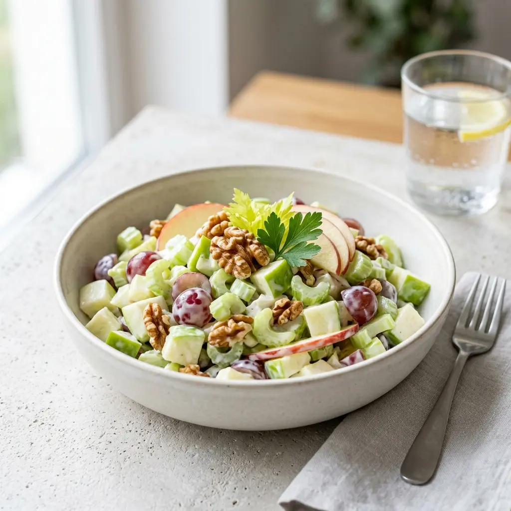 Receita de Salada Waldorf servida como salada fresca