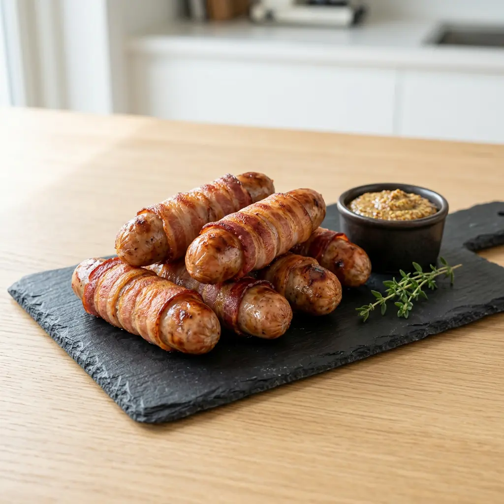 Foto de Salsichas enroladas em bacon na air fryer pronto na airfryer