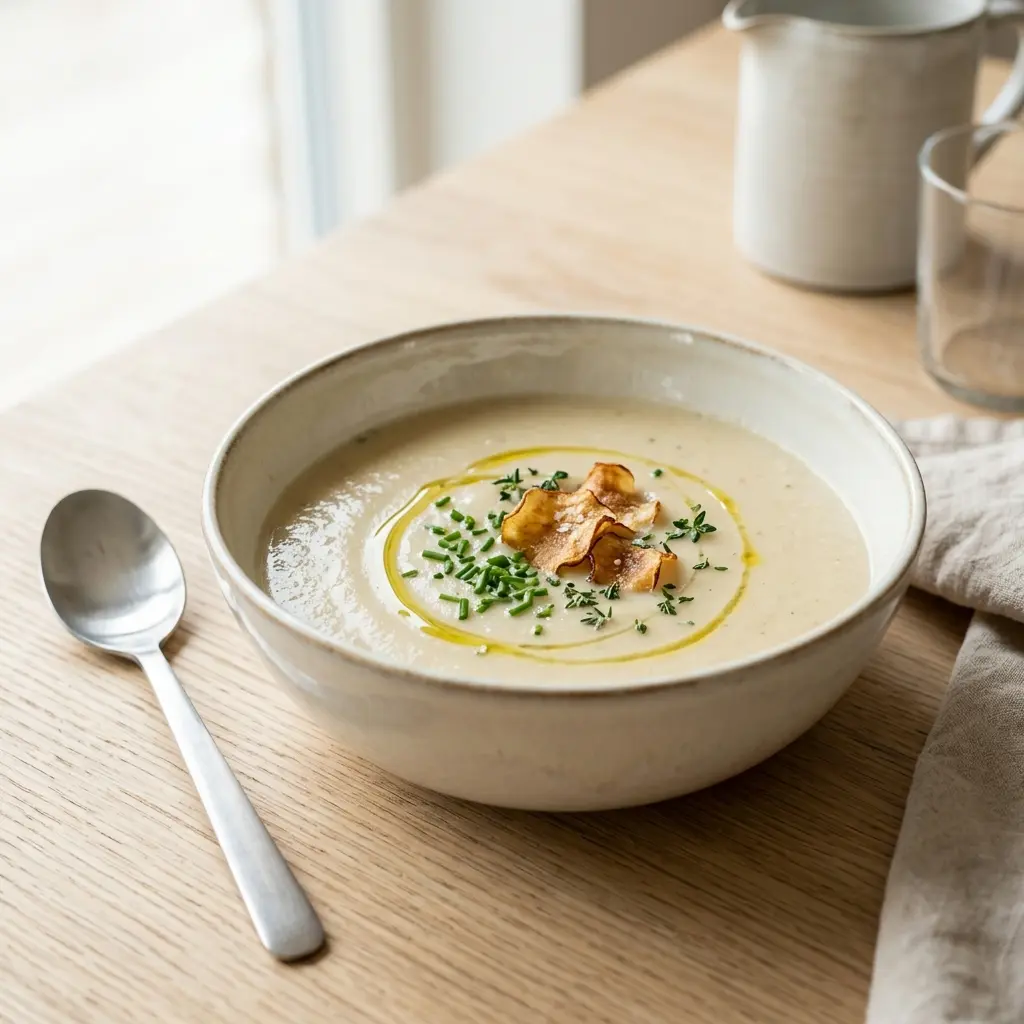 Receita de Sopa de tupinambo servida quente numa taça