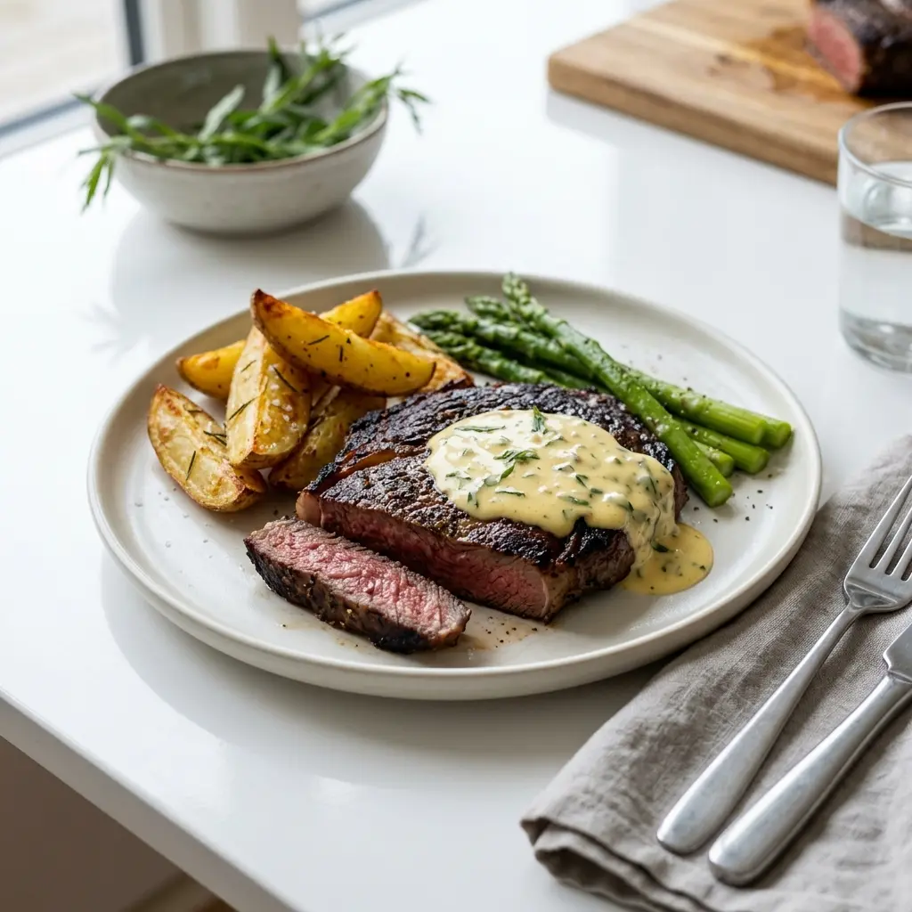 Receita de Steak com molho béarnaise apresentada como molho ou acompanhamento