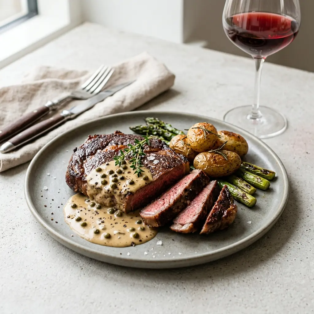 Receita de Steak com molho de pimenta apresentada como molho ou acompanhamento