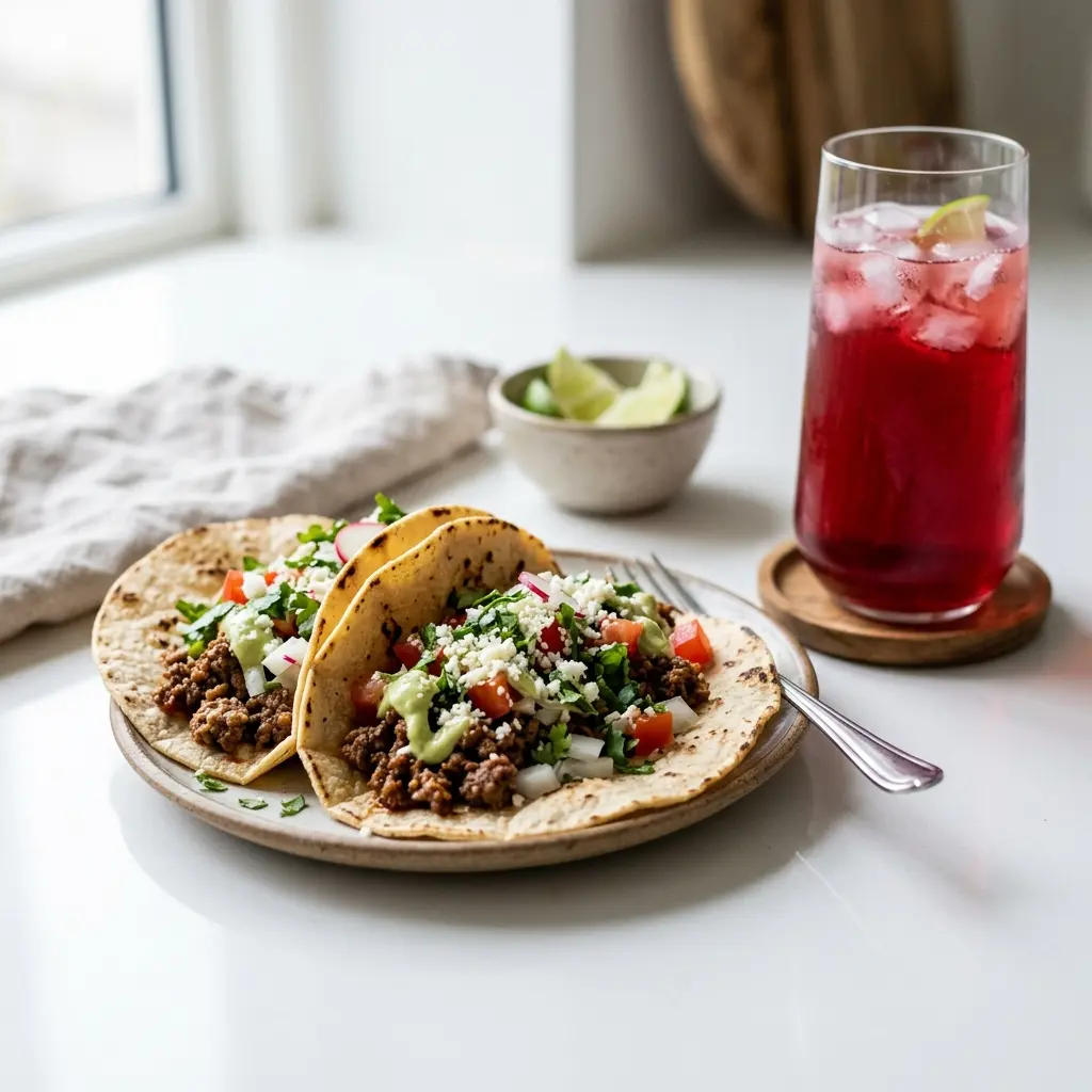 Receita de Tacos mexicanos pronta a servir como prato caseiro