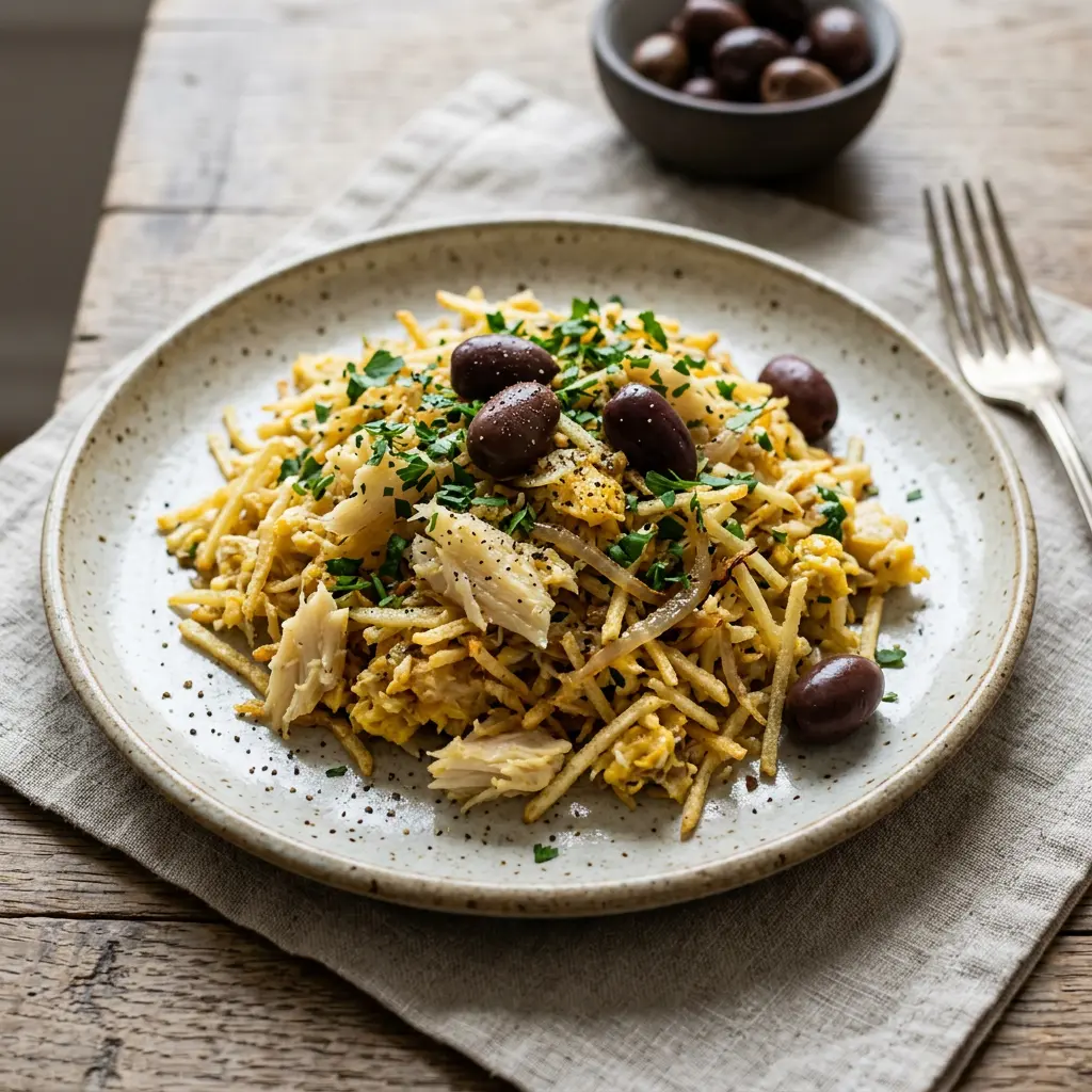 Foto de Bacalhau à Brás pronto a servir