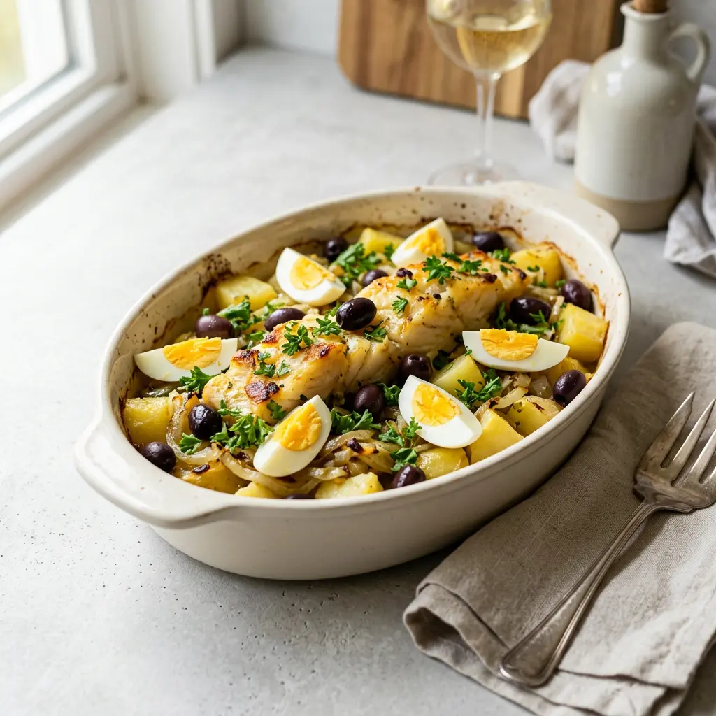 Foto de Bacalhau à Gomes de Sá pronto a servir